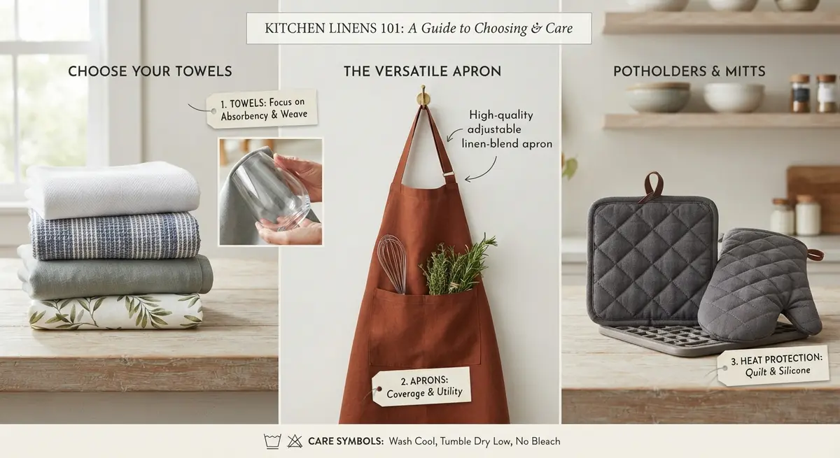 Kitchen Linens 101: How to Choose and Care for Towels, Aprons, and Potholders