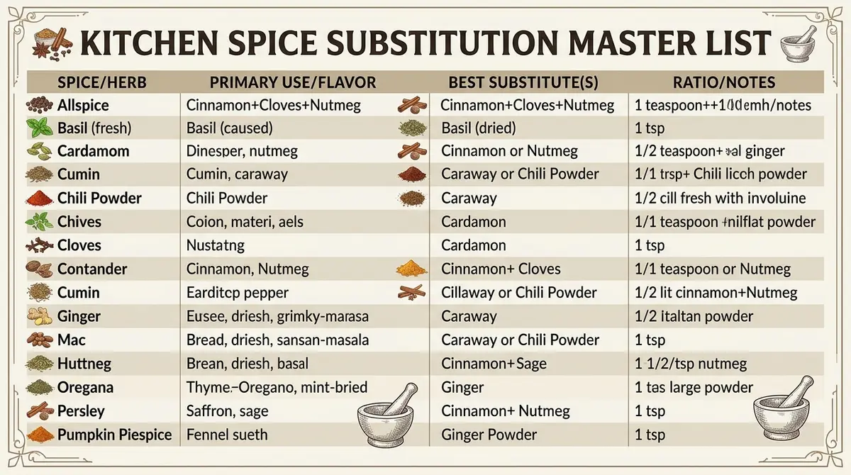 The Kitchen Spice Substitution Master List
