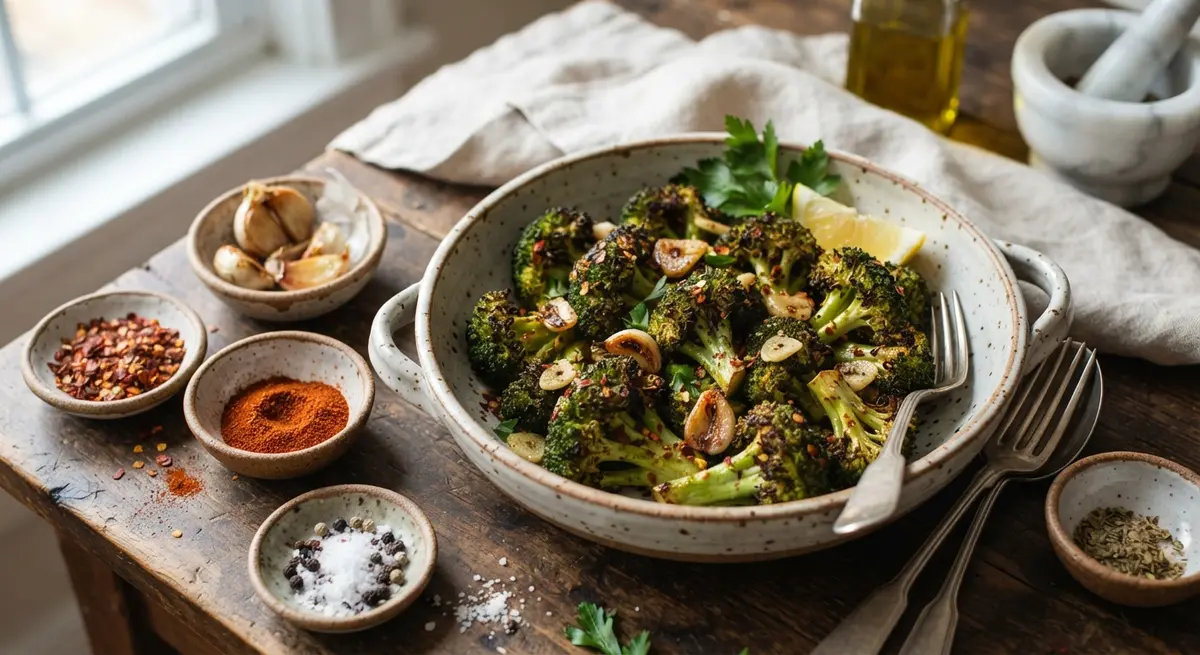 Roasted Broccoli With Garlic and Chili Flakes: The Rule-Turning Side