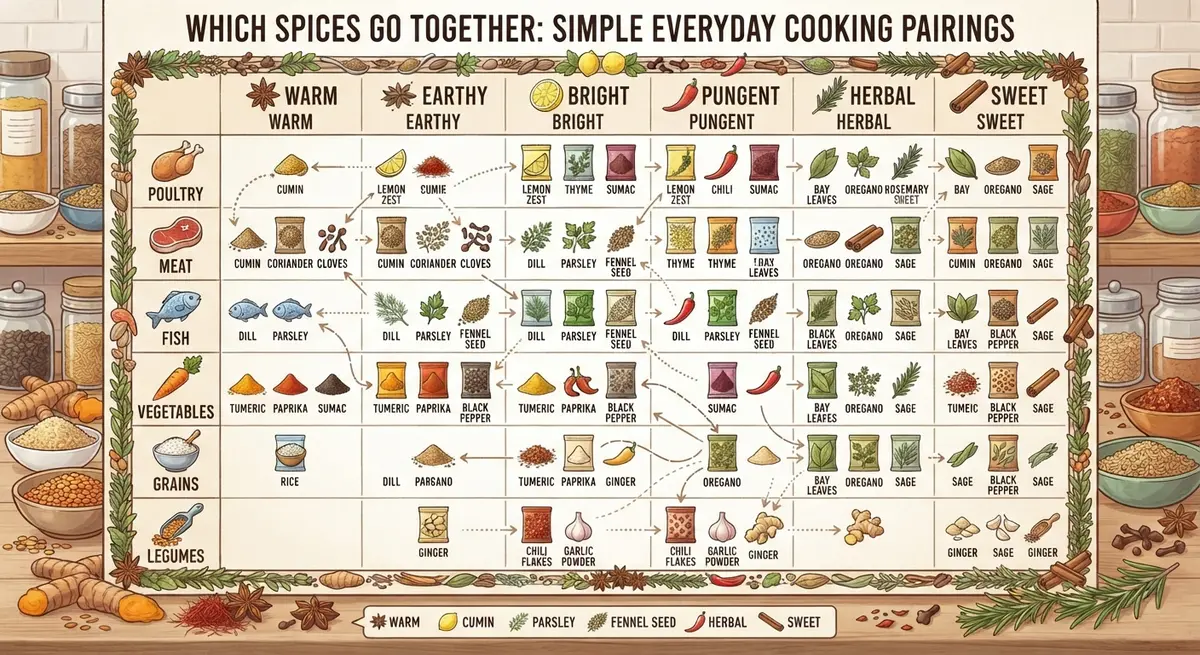 Which Spices Go Together? A Simple Pairing Chart for Everyday Cooking