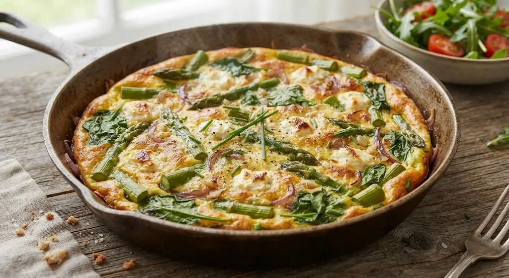 Asparagus, Spinach & Goat Cheese Frittata (Folate and calcium)