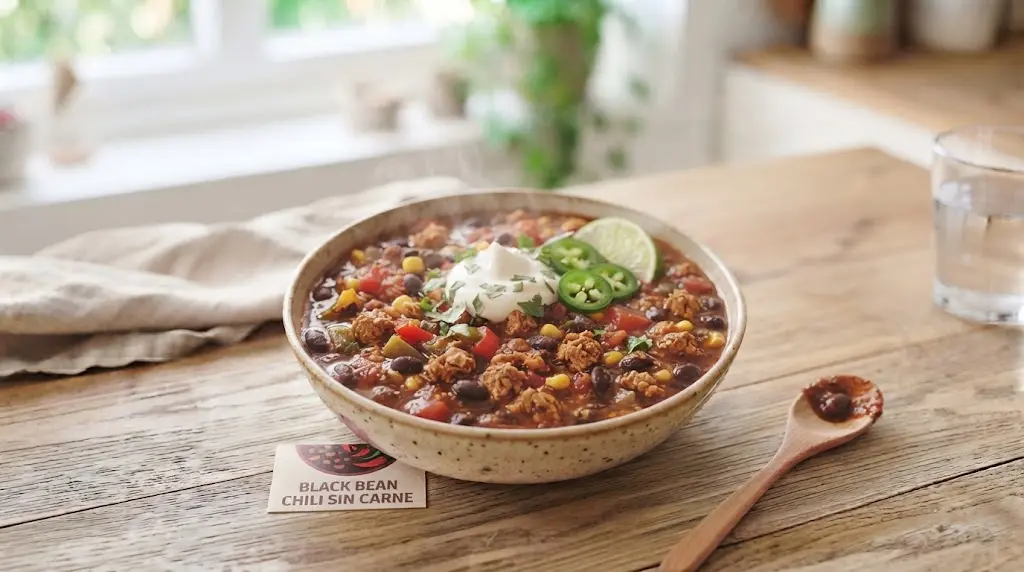 Black Bean & Bell Pepper Chili Sin Carne (Corn-Free) (Soluble fiber and plant protein)