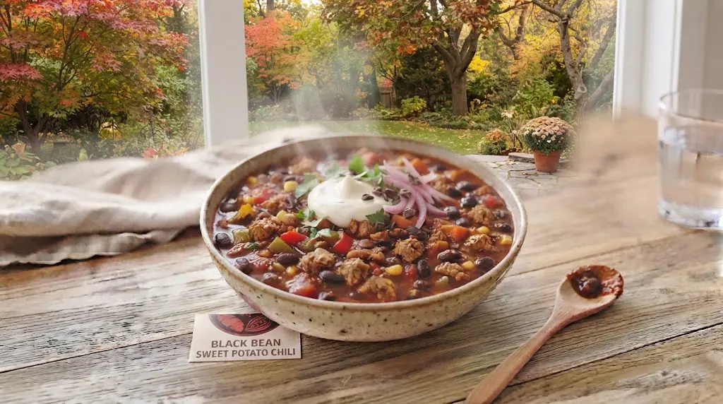 Black Bean and Sweet Potato Chili with Smoked Chipotle and Cacao