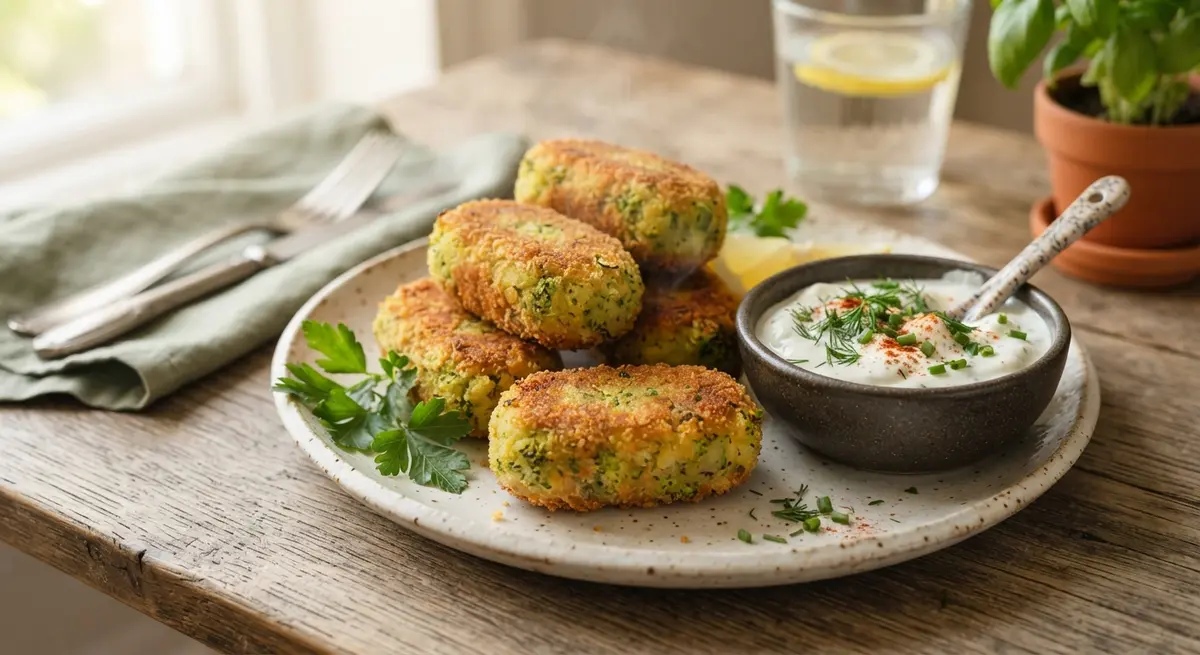Broccoli and Potato Croquettes with Yogurt Ranch Dip