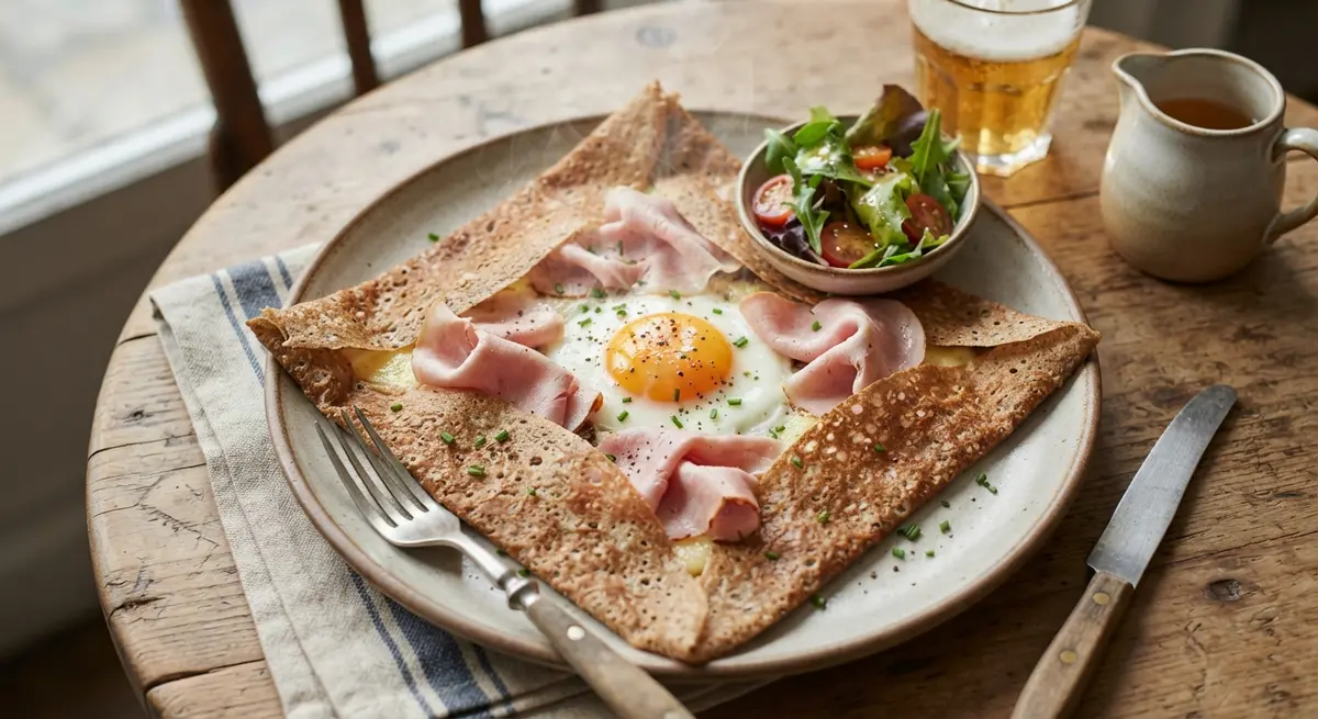 Buckwheat Galettes Filled with an Egg & Quality White Ham (Gluten-free, low FODMAP) — egg cooked through