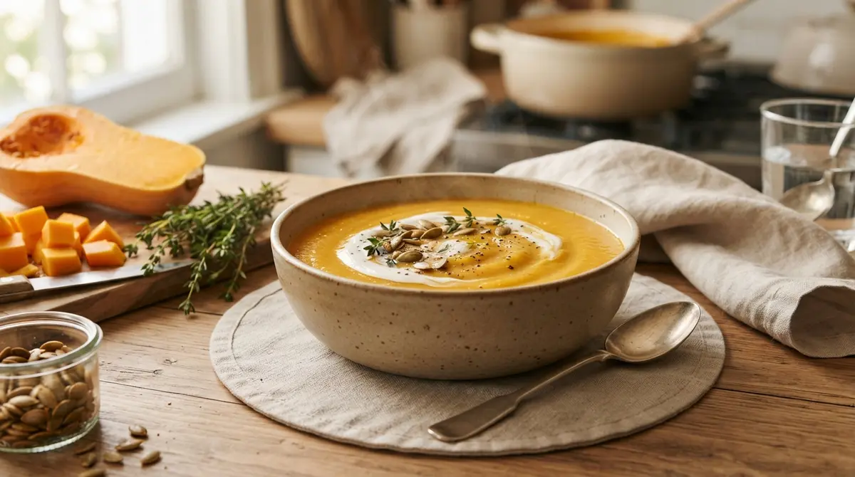 Butternut Squash Soup (Peeled, Tested Portion) with Homemade Onion-Free Chicken Broth (Comforting)