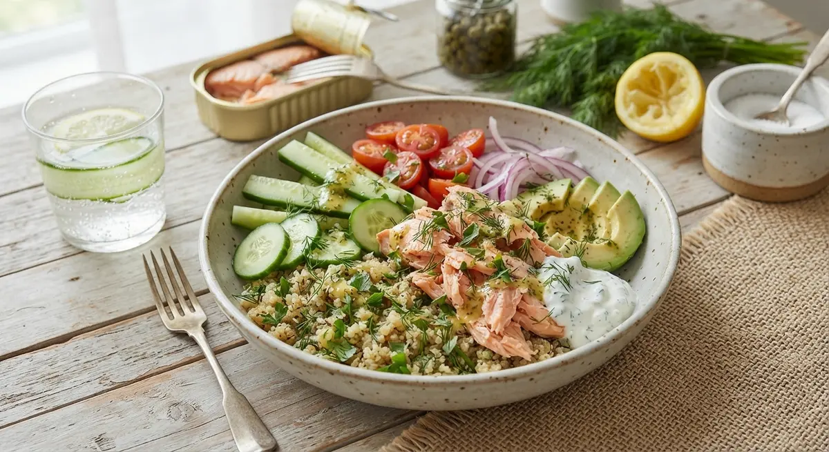 Canned Salmon and Cucumber Dill Bowl