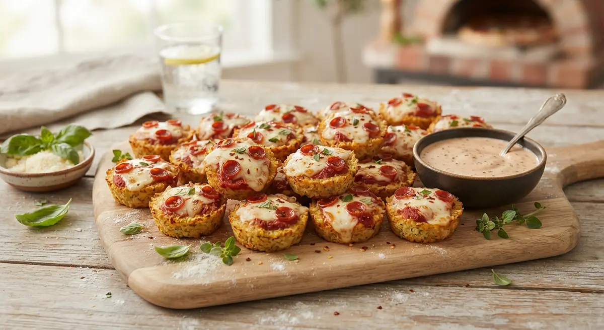 Cauliflower-Crust Pizza Bites with Dip