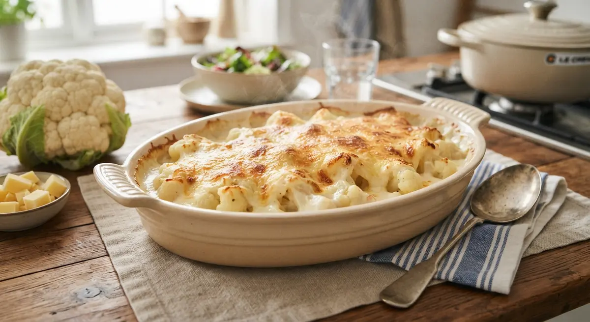 Cauliflower Gratin with Light Béchamel & a Hint of Grated Comté Cheese (Ideal potato gratin alternative)
