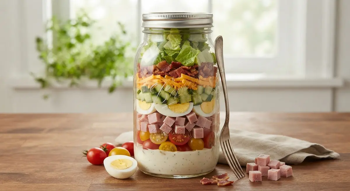 Chef Salad Jar with Hard-Boiled Eggs