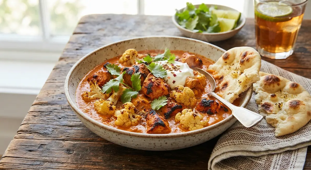 Homemade Chicken Tikka Masala (No Added Sugar) Served with Roasted Cauliflower (Very low-GI rice alternative)