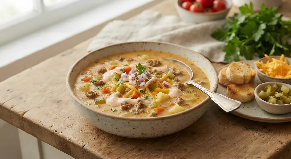 Dairy-Free Cheeseburger-Style Soup