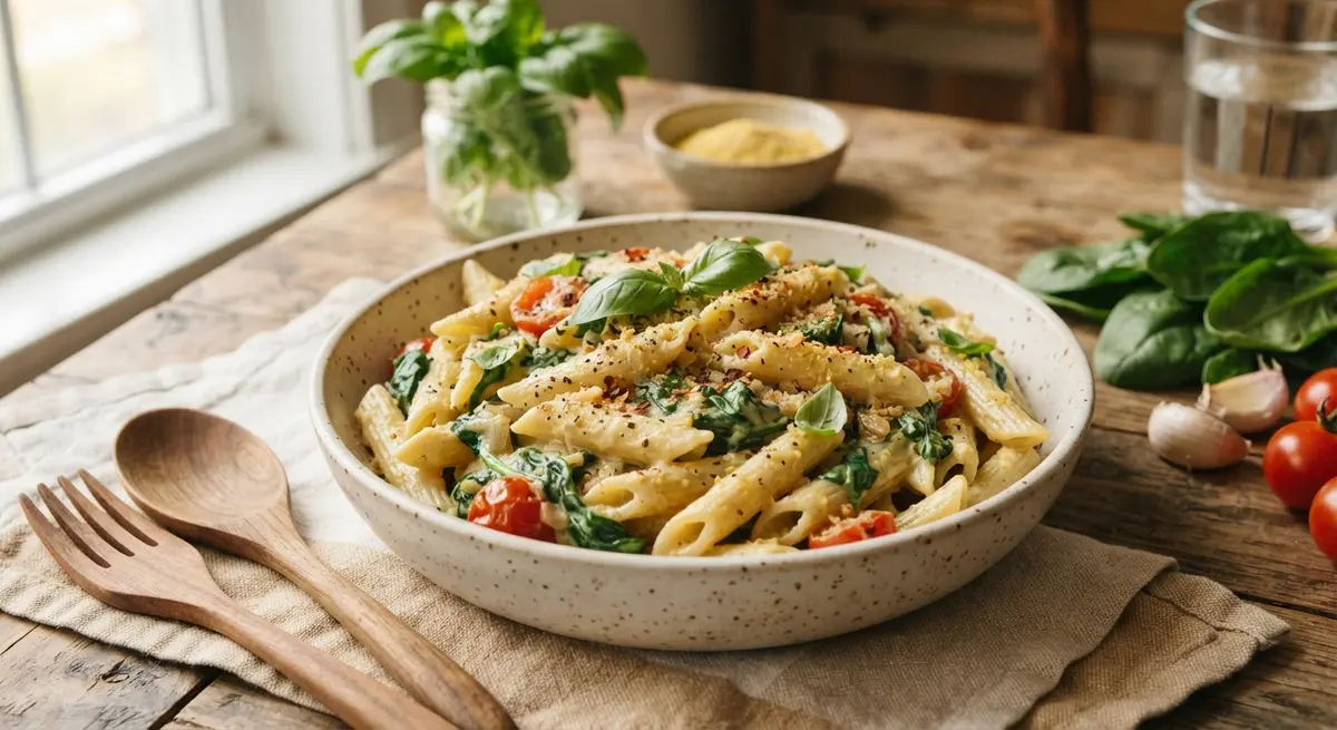 Dairy-Free Creamy Spinach Pasta