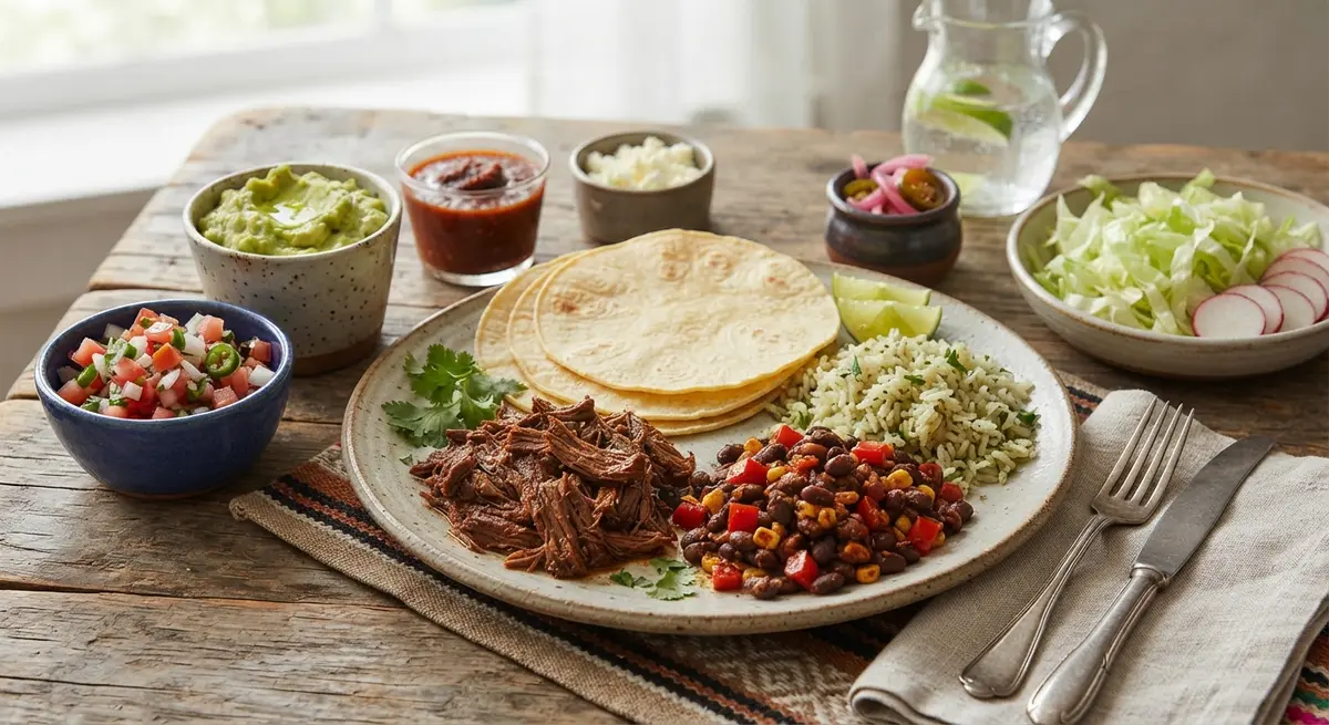 Deconstructed Taco Plate with Sides in Separate Cups