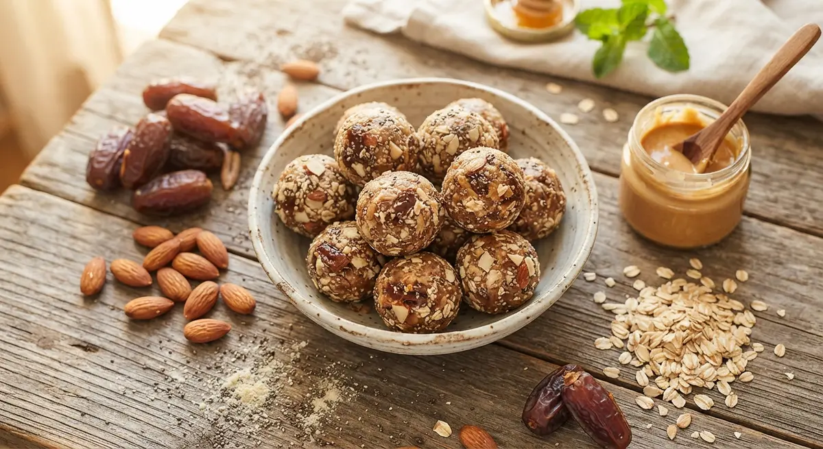 Homemade Energy Balls (Dates, Almonds, Peanut Butter, Rolled Oats) (Perfect breastfeeding snack)