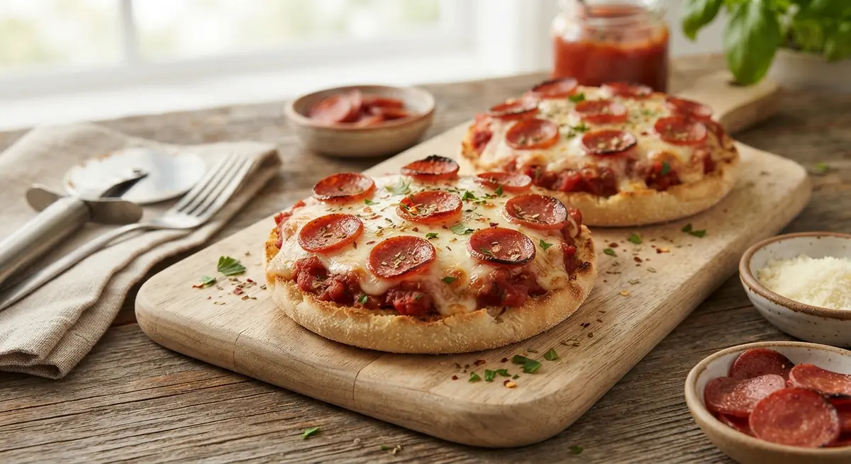 English Muffin Pizza with Turkey Pepperoni