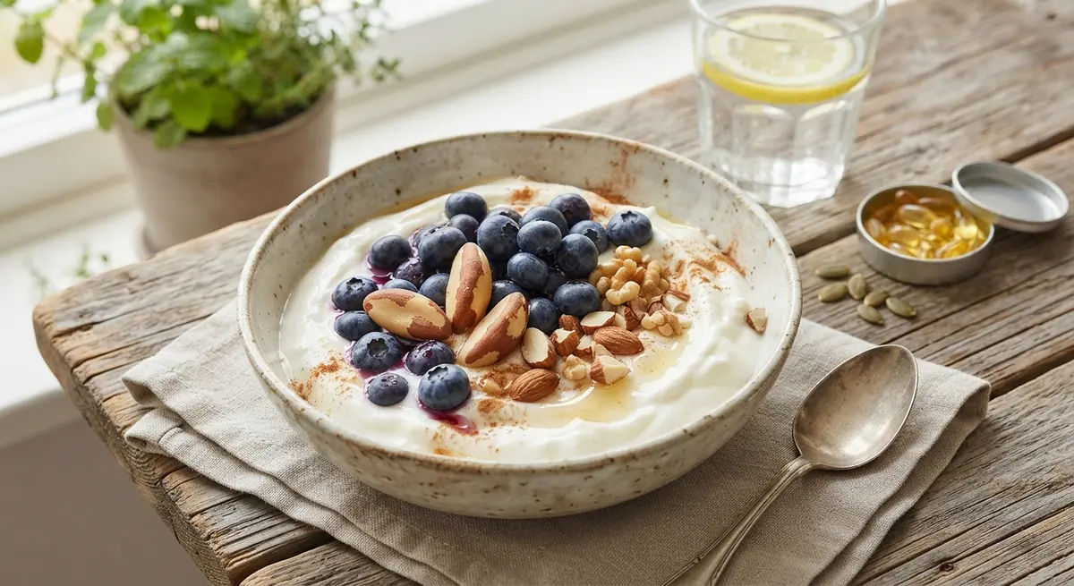 Greek Yogurt, Wild Blueberry, Brazil Nut & Sunflower Seed Bowl (The Fertility Diet Breakfast)