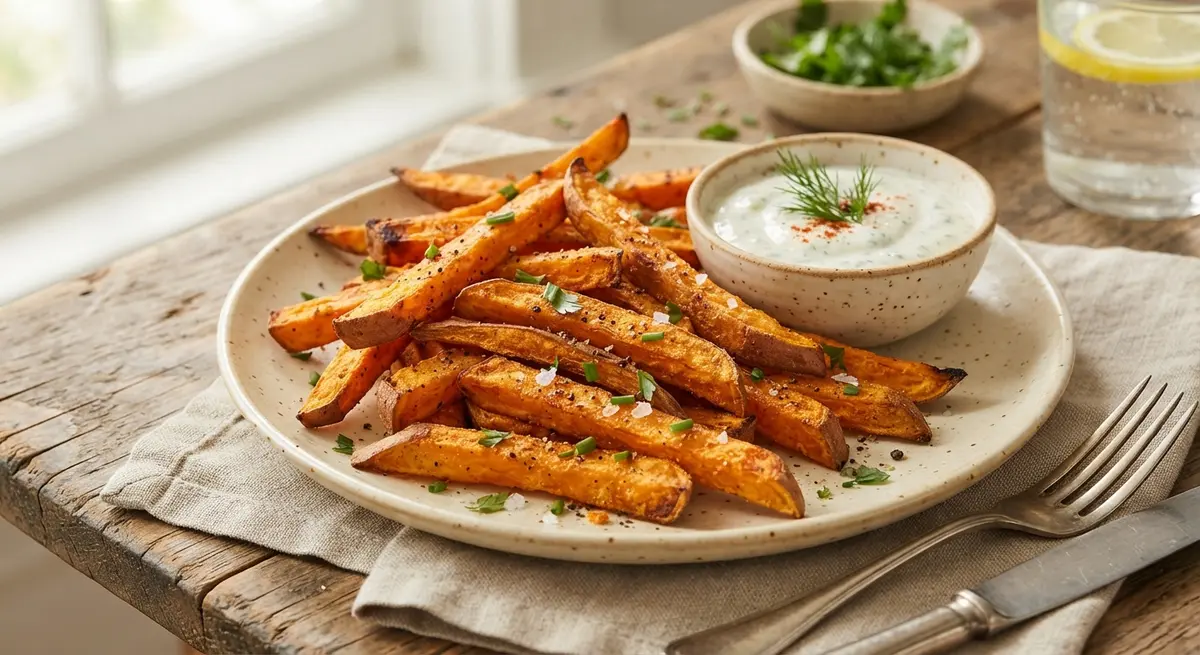 Golden Sweet Potato Fries and Ranch Dip Plate
