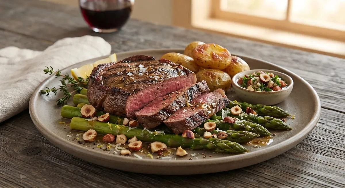 Grass-Fed Steak with Asparagus & Hazelnut Oil (Iron for Vitality)