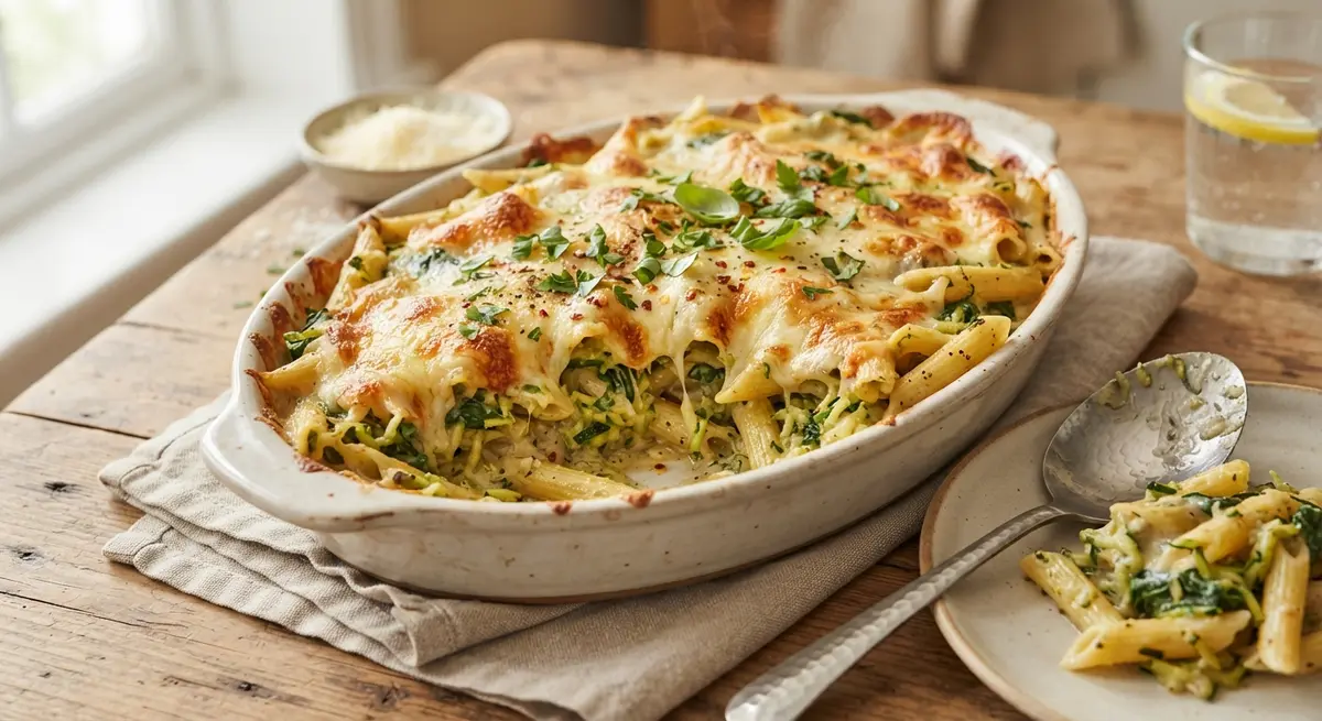 Grated-Zucchini Pasta Bake with Cheese