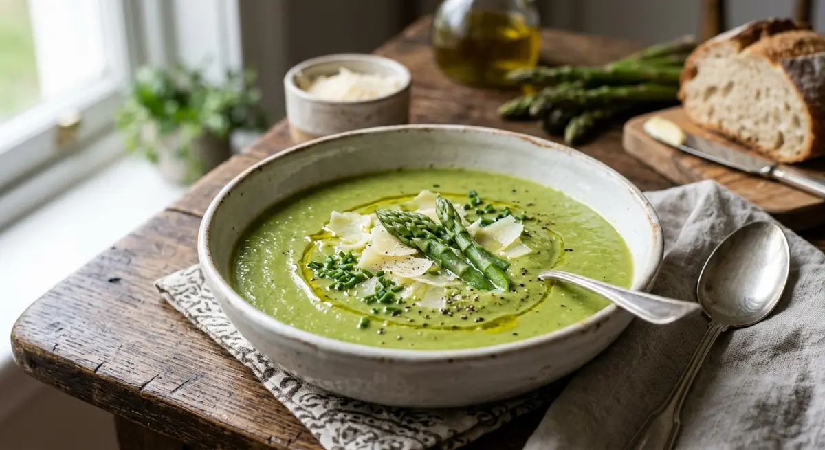 Green Asparagus Velouté with a Touch of Parmesan (Protective green vegetable)