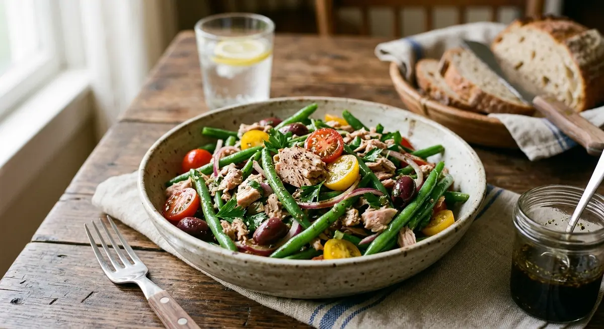 Green Bean, Cherry Tomato & Plain Tuna Salad with Balsamic Dressing (Low sodium)