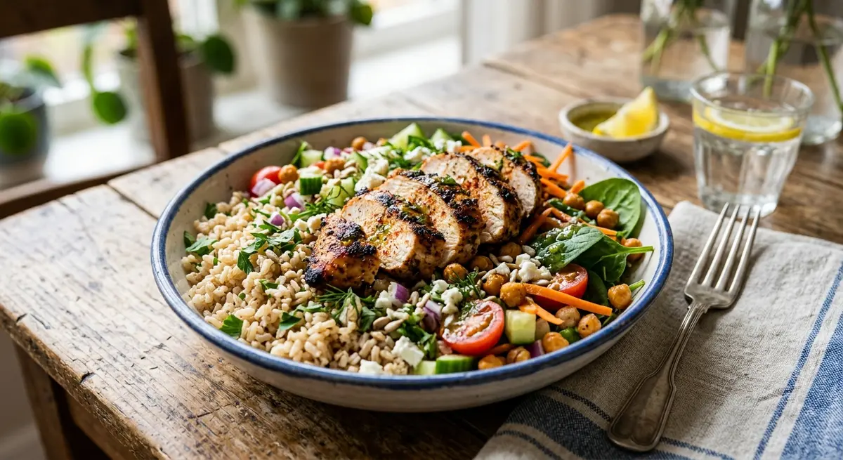Grilled Chicken Breast with Brown Rice & Salad