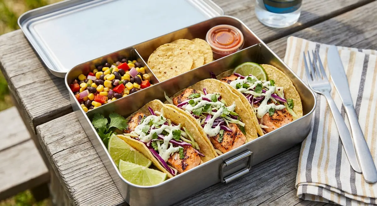 Grilled Salmon Tacos with Cabbage Slaw
