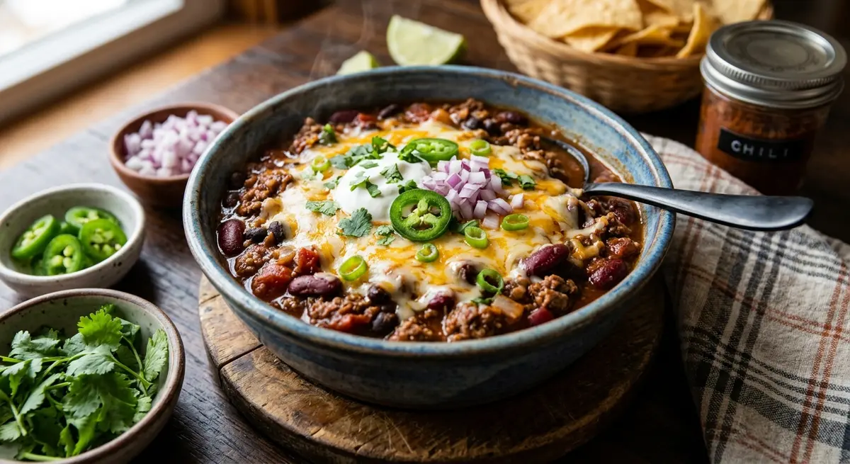 Hearty Beef Chili with Beans and Cheese