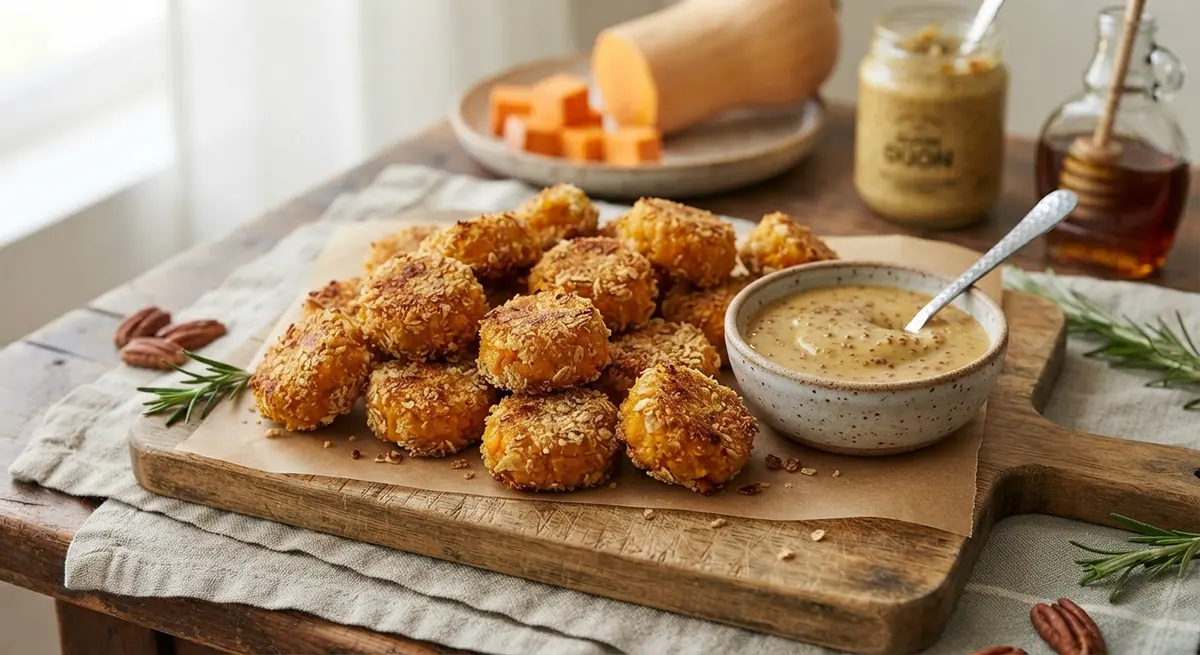 Hidden Butternut Sweet Potato Nuggets with Maple-Mustard Dip