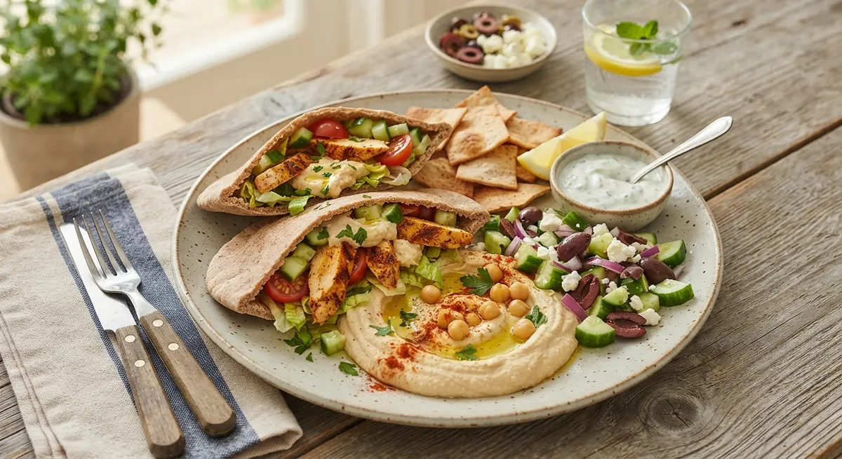 Hummus and Chicken Pita Pocket Plate
