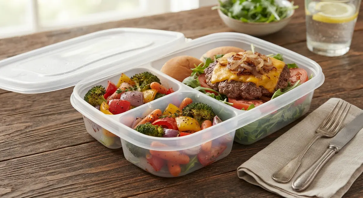 Lean Beef Burger with Roasted Veggies