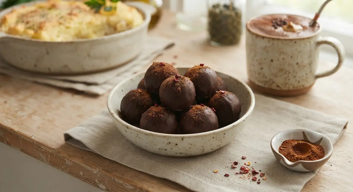 Dark Chocolate Truffles Infused with Maca Root and Cayenne