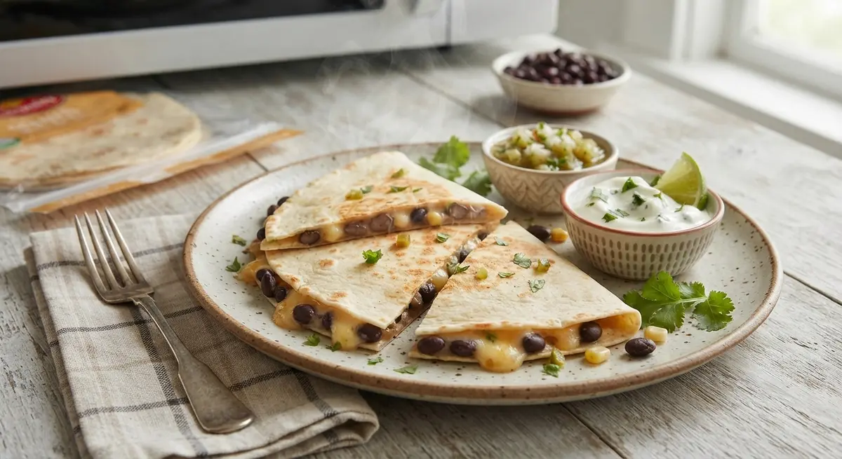 Microwave Black Bean and Cheese Quesadilla