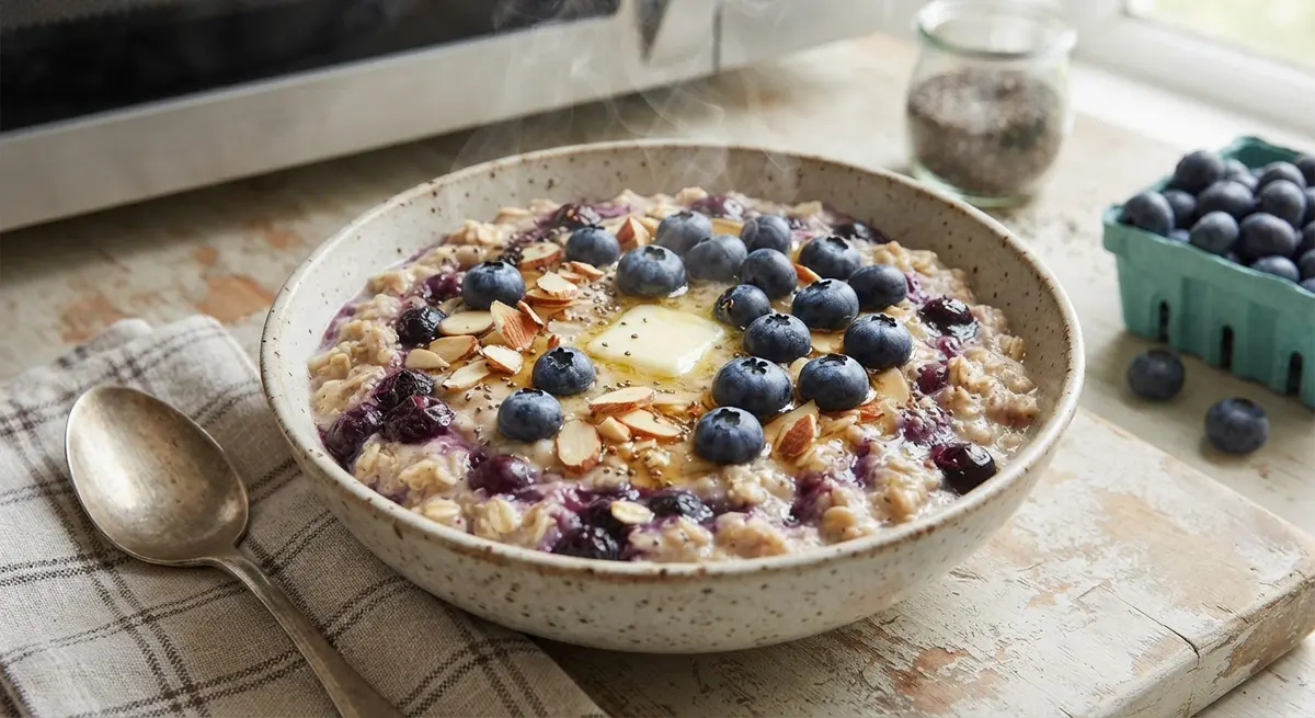Microwave Blueberry Oatmeal Breakfast Bowl
