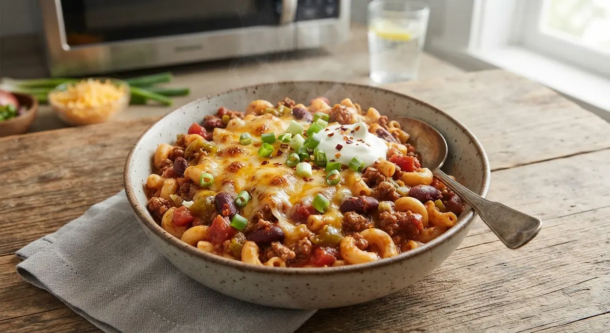 Microwave Chili Mac Bowl