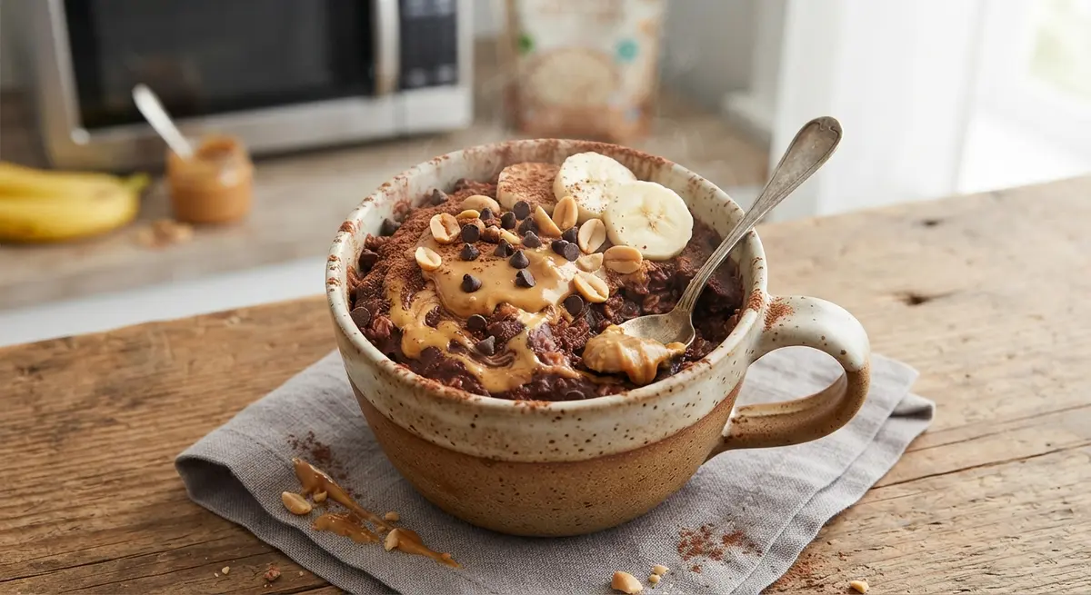 Microwave Chocolate Peanut Butter Oatmeal Mug