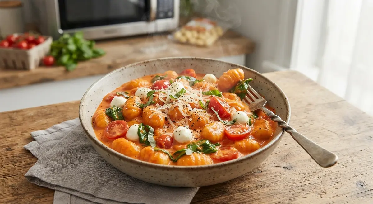 Microwave Creamy Tomato Gnocchi Bowl