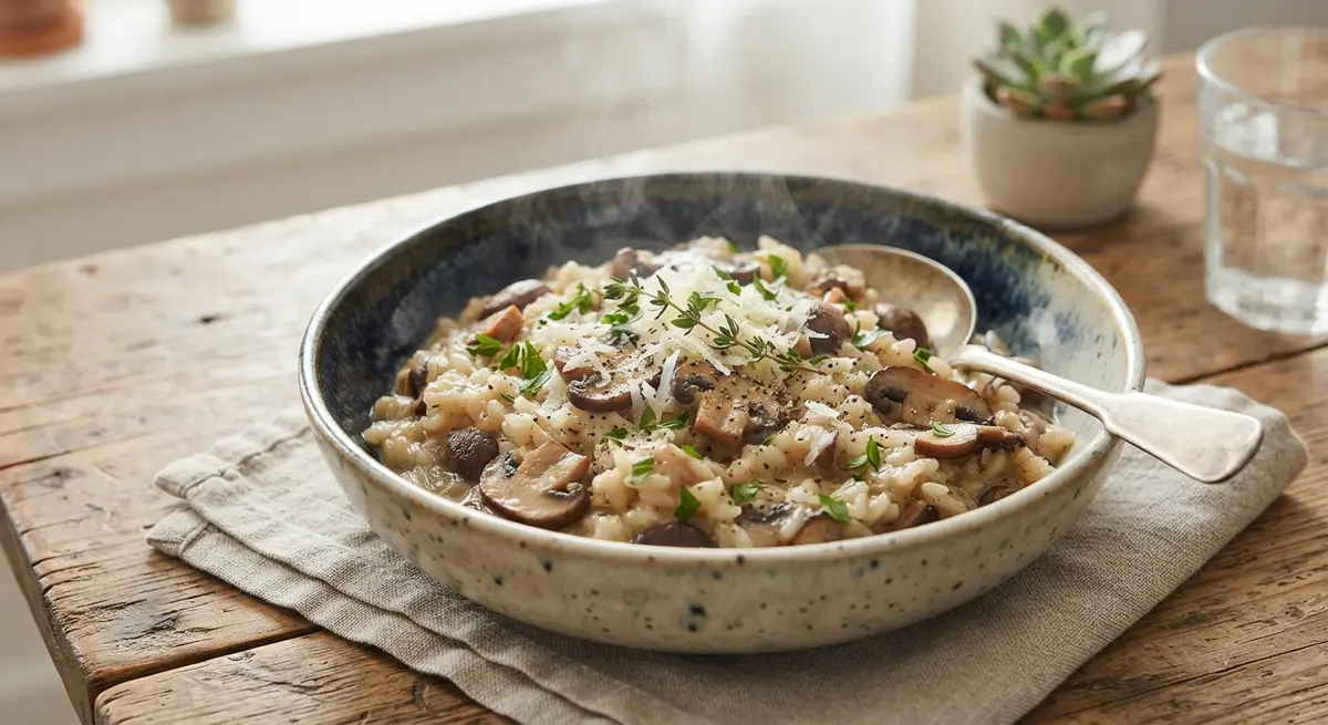 Microwave Mushroom Risotto Bowl
