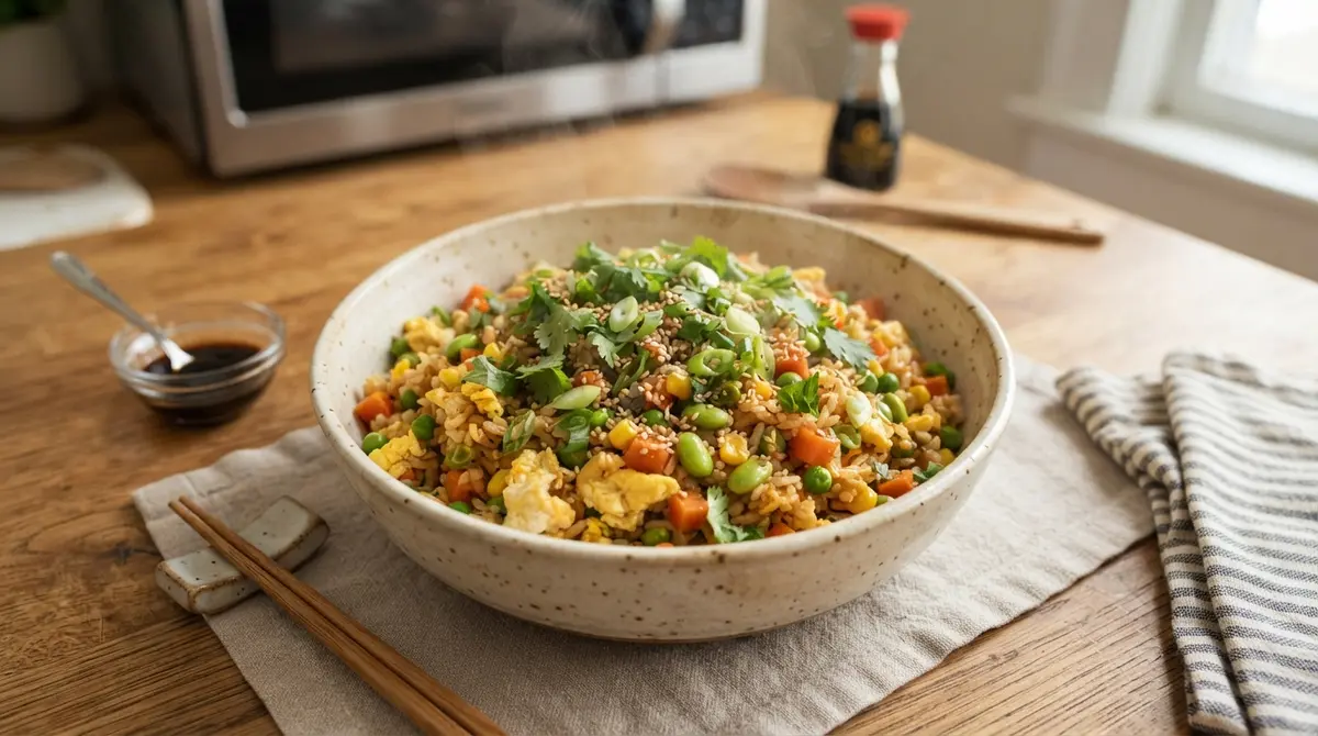 Microwave Vegetable Fried Rice Bowl