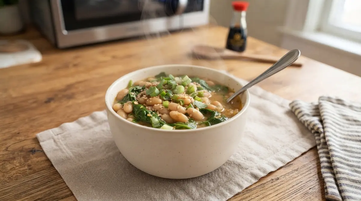 Microwave White Bean and Spinach Bowl