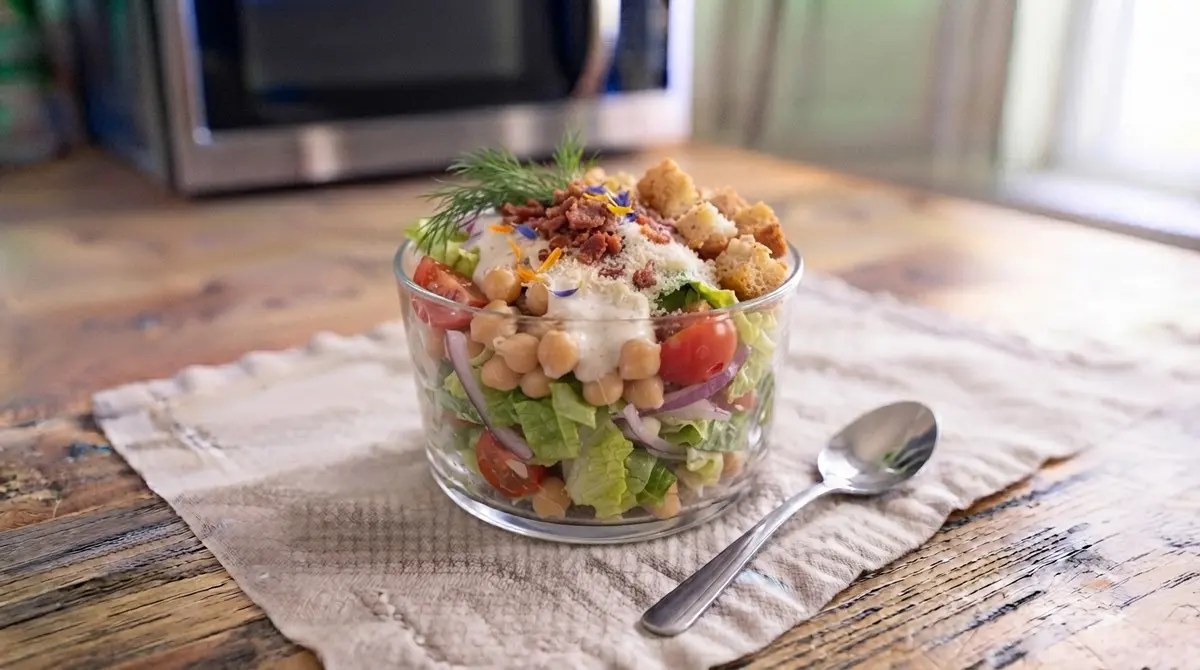 No-Cook Caesar Chickpea Salad Bowl