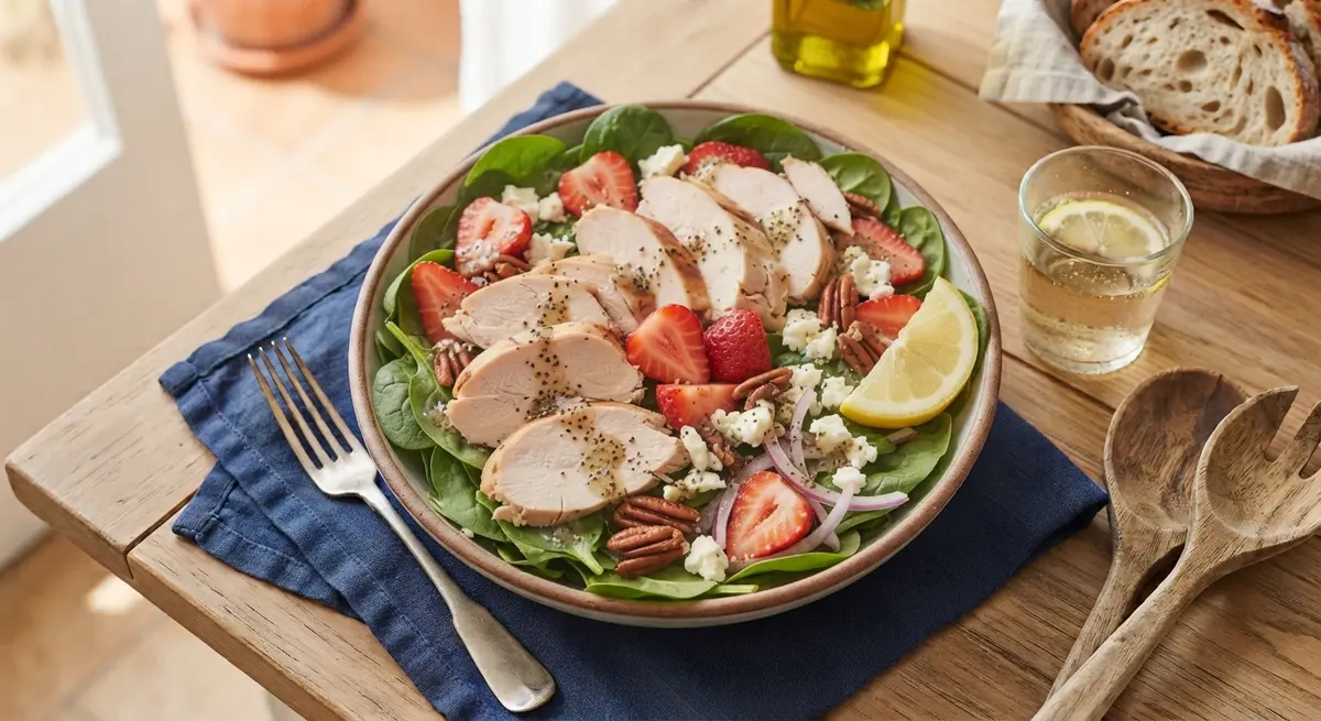 No-Cook Strawberry Spinach Chicken Salad