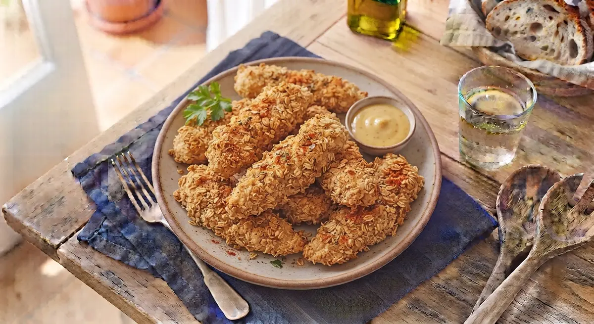 Oat-Crusted Baked Chicken Fingers