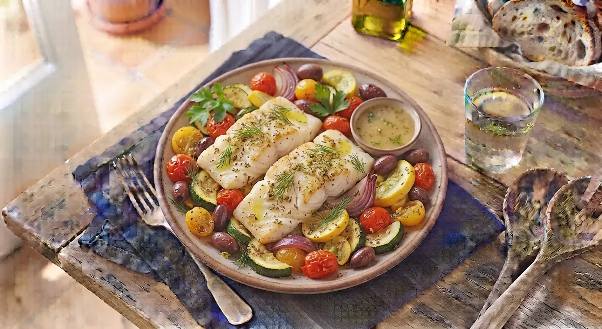 One-Pan Mediterranean Cod and Zucchini