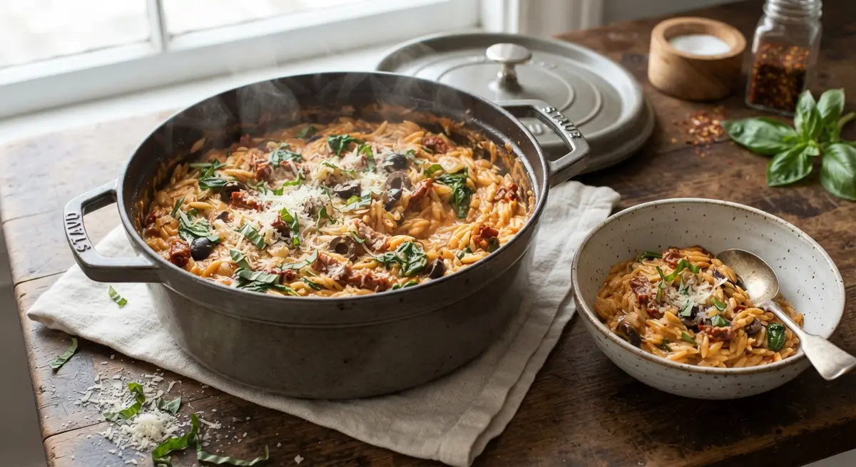 One-Pot Creamy Sun-Dried Tomato Orzo