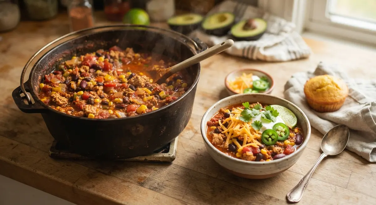 One-Pot Turkey Chili with Corn