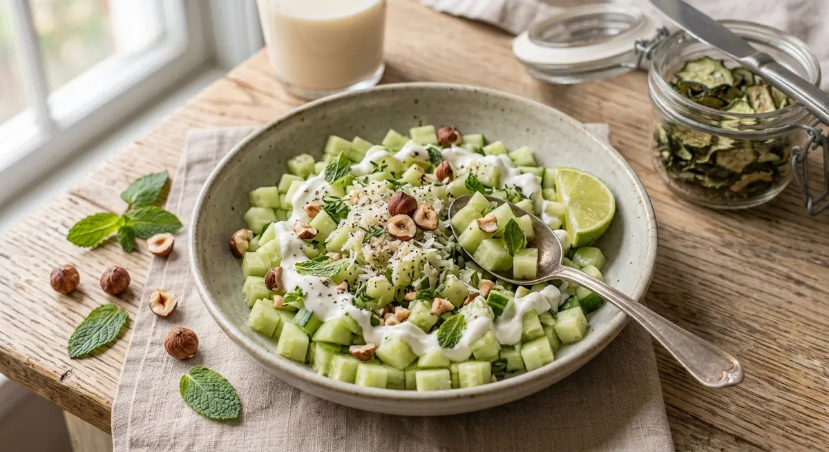 Peeled Cucumber Salad with Mint & Lactose-Free Yogurt (Refreshing)