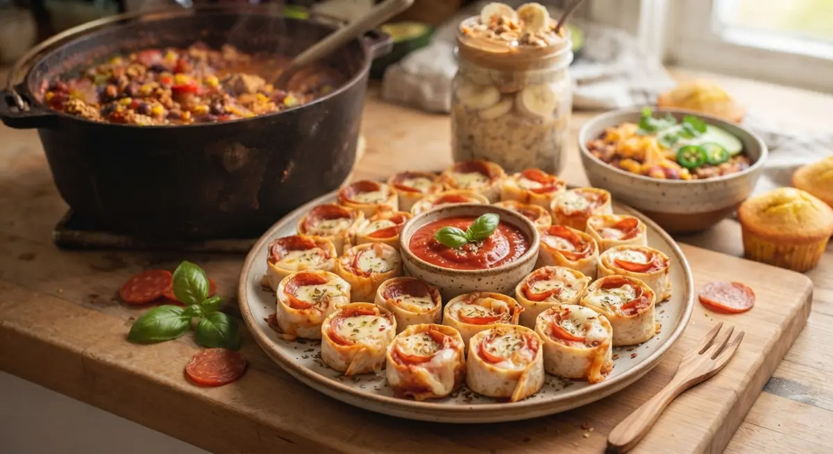 Pizza Quesadilla Rings with Dip