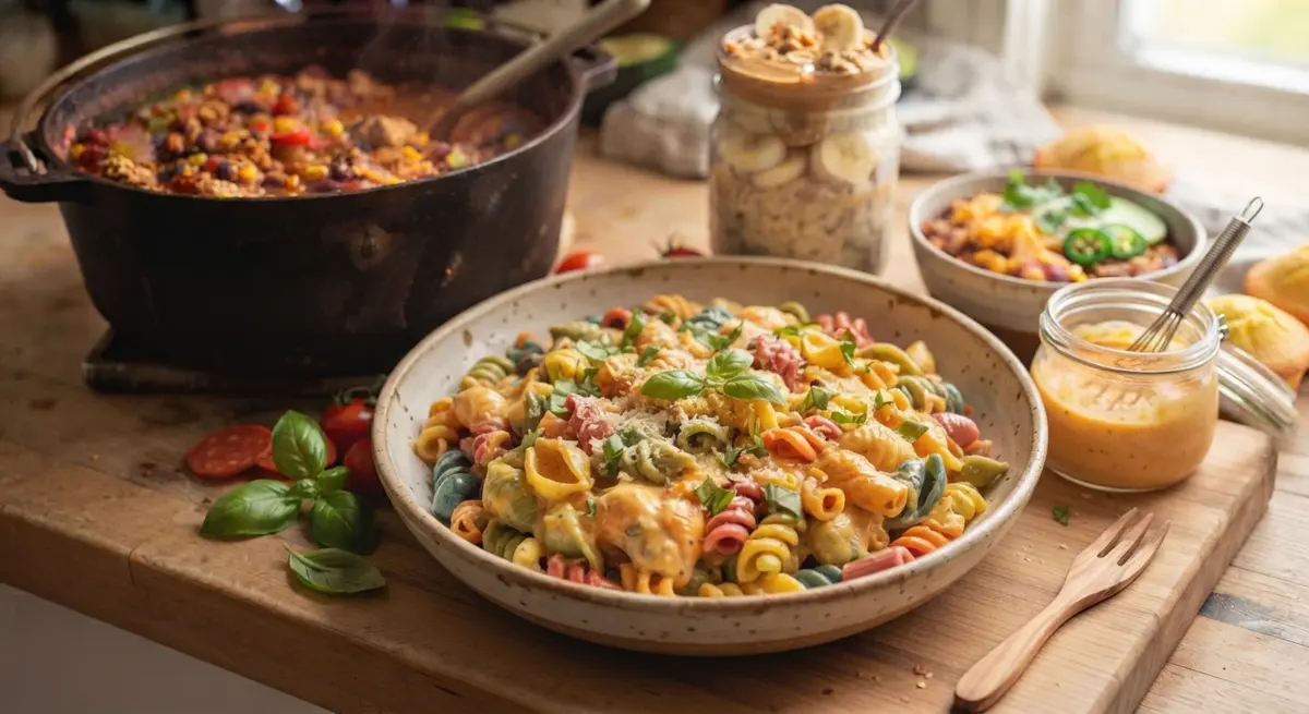 Rainbow Pasta with Creamy Hidden-Veg Sauce